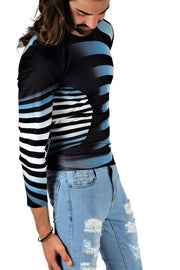 SMU Limited Long Sleeves Shirt 3D Effect Black-Blue 32442 B