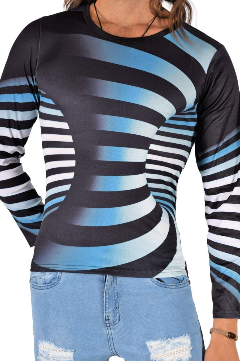 SMU Limited Long Sleeves Shirt 3D Effect Black-Blue 32442 B