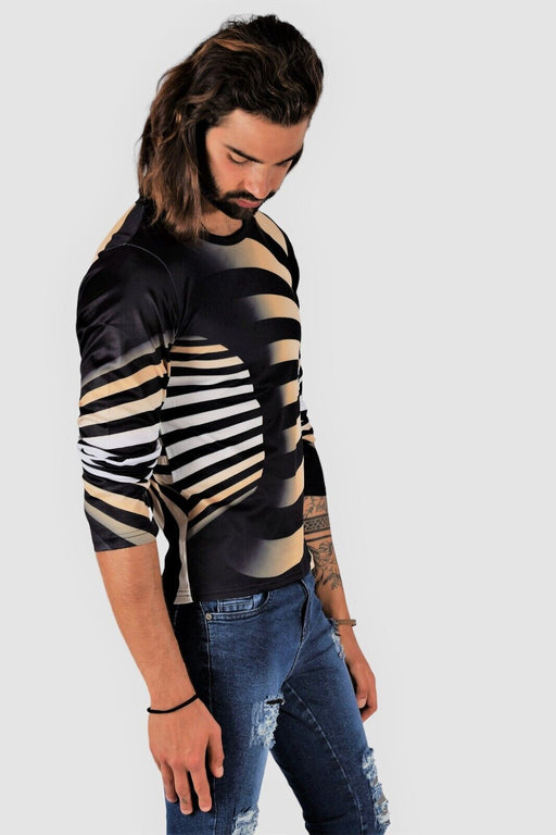 SMU Limited Long Sleeves Shirt 3D Effect Black-Gold 32440 B