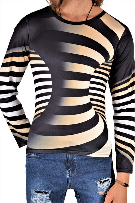 SMU Limited Long Sleeves Shirt 3D Effect Black-Gold 32440 B