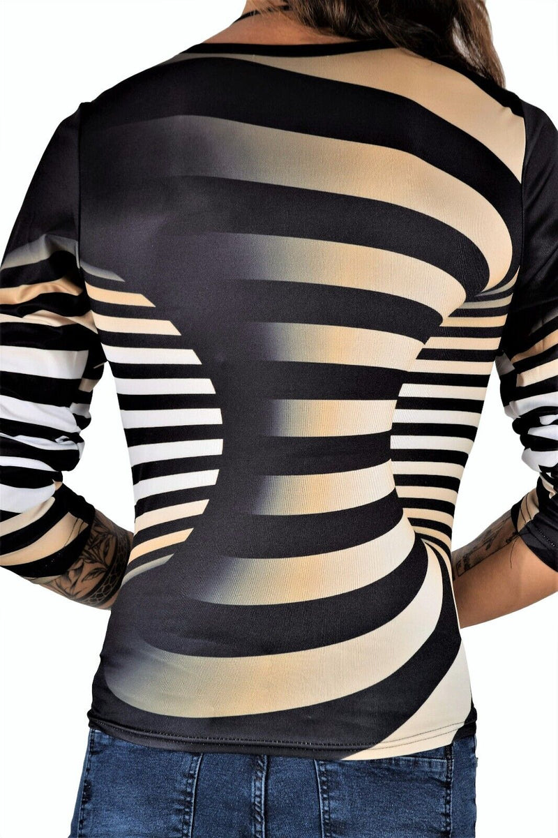 SMU Limited Long Sleeves Shirt 3D Effect Black - Gold 32440 B4