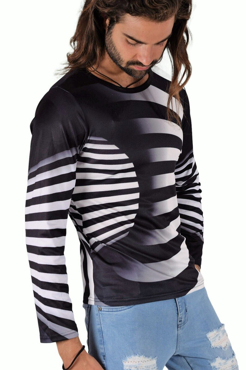 SMU Limited Long Sleeves Shirt 3D Effect Black-White 32443 B