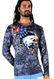 SMU Limited Long Sleeves Shirt American Eagle US Patriot Spider Web Shirts