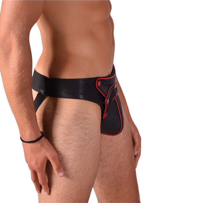 SMU Marcus Removable cod piece black and red  jockstrap 19734