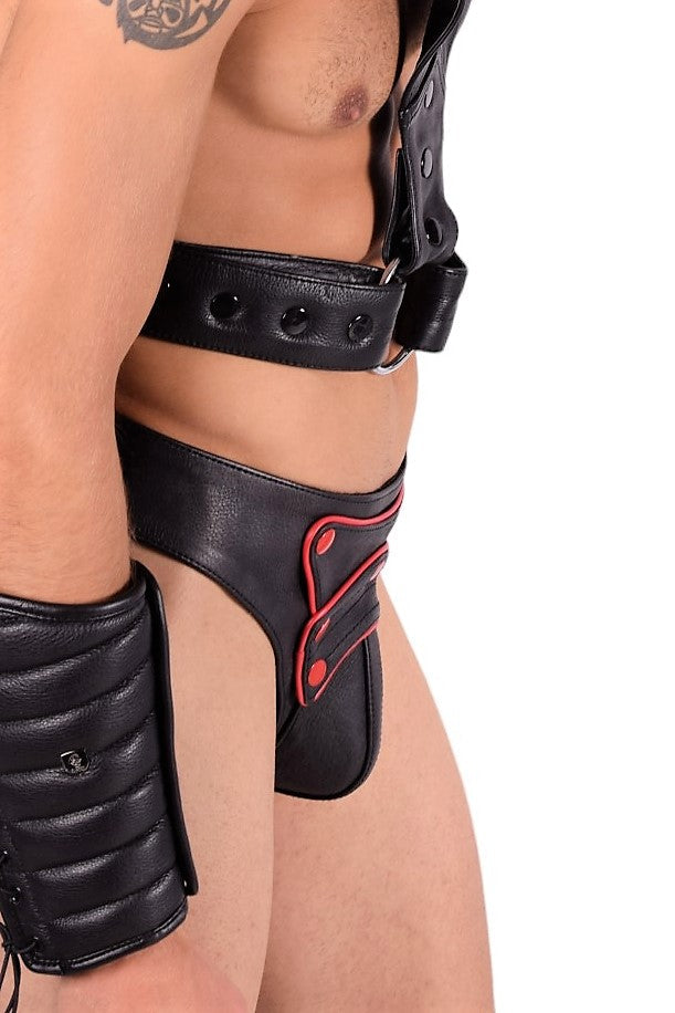 SMU Marcus Removable cod piece black and red  jockstrap