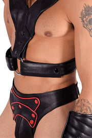 SMU Marcus Removable cod piece black and red  jockstrap