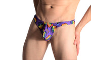 SMU Pride Swim Tanning Thong  Multi color print P01204-H37