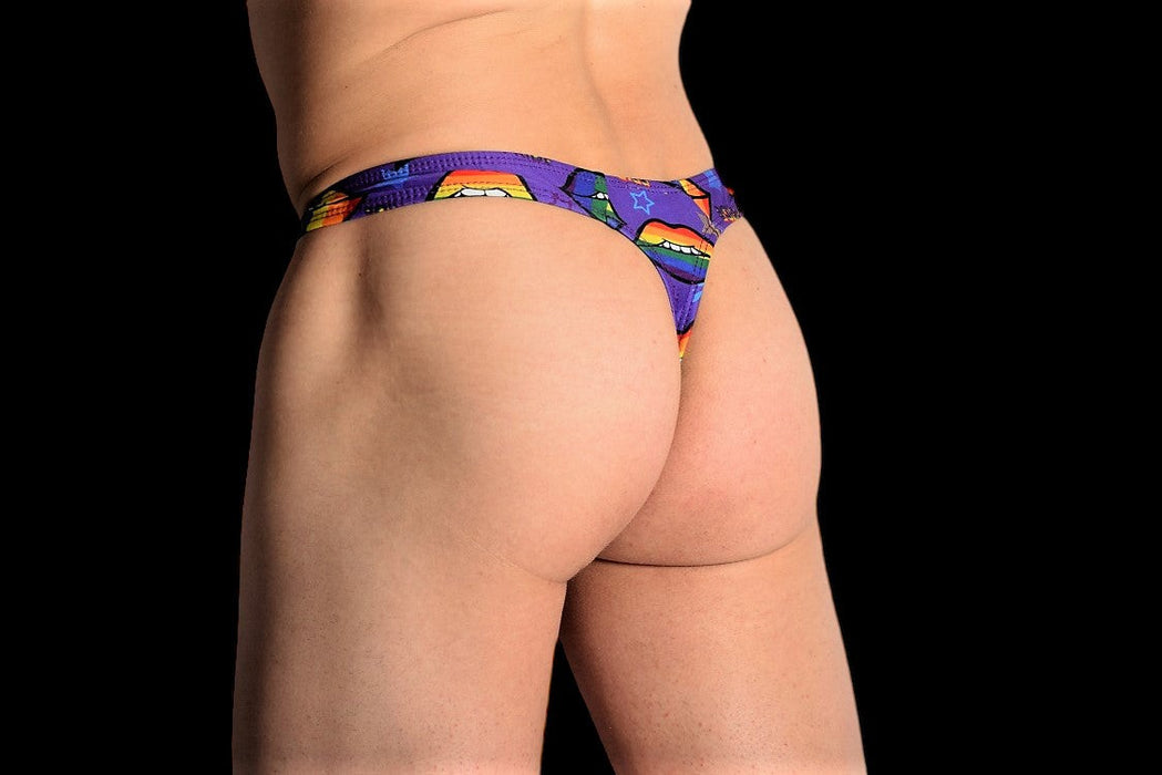 SMU Pride Swim Tanning Thong  Multi color print P01204-H37