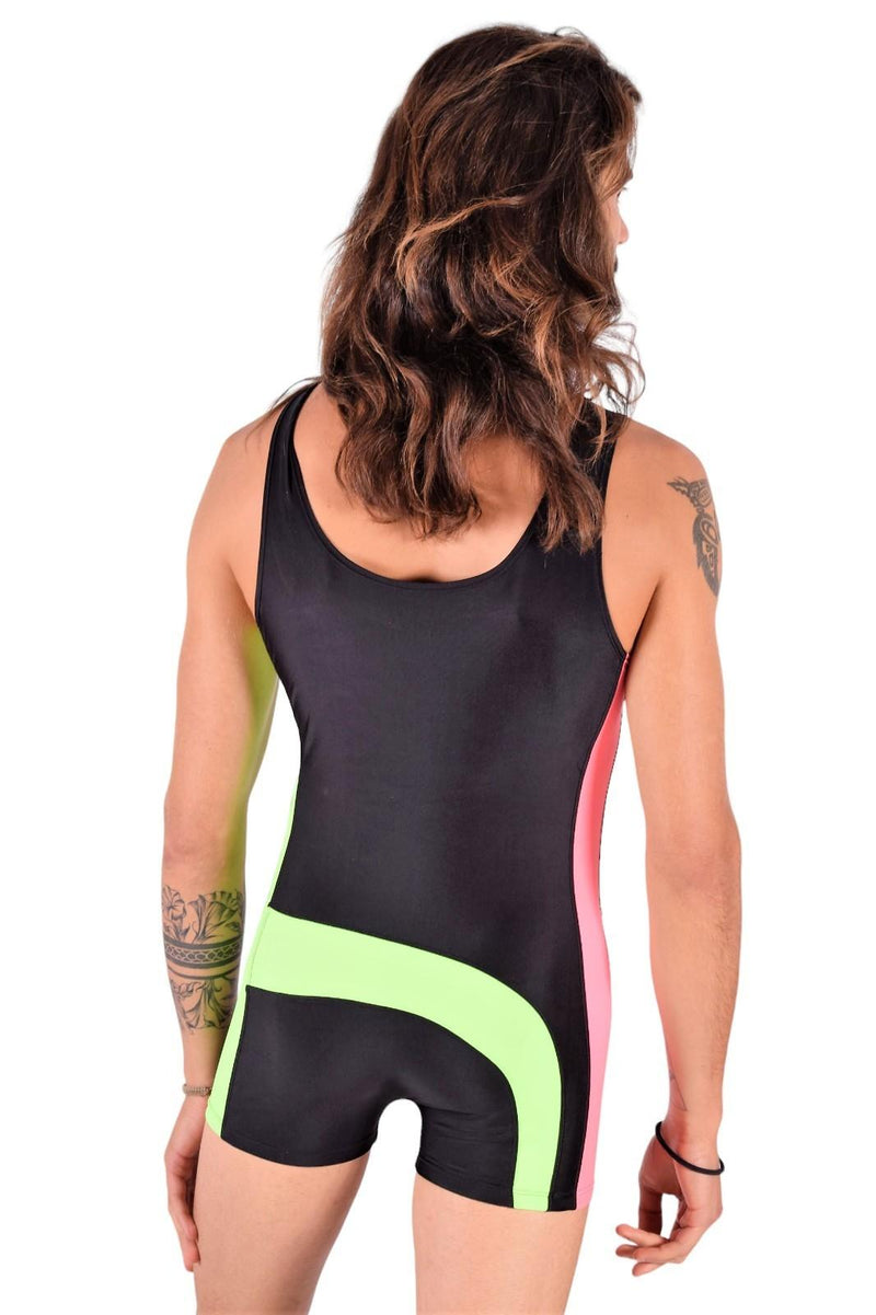 SMU Singlet Bodysuit Fashion Short Black Pink 2C4