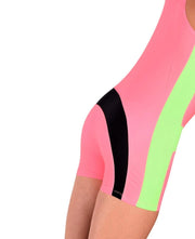 SMU Singlet Bodysuit Fashion Short Pink Lime 2C3