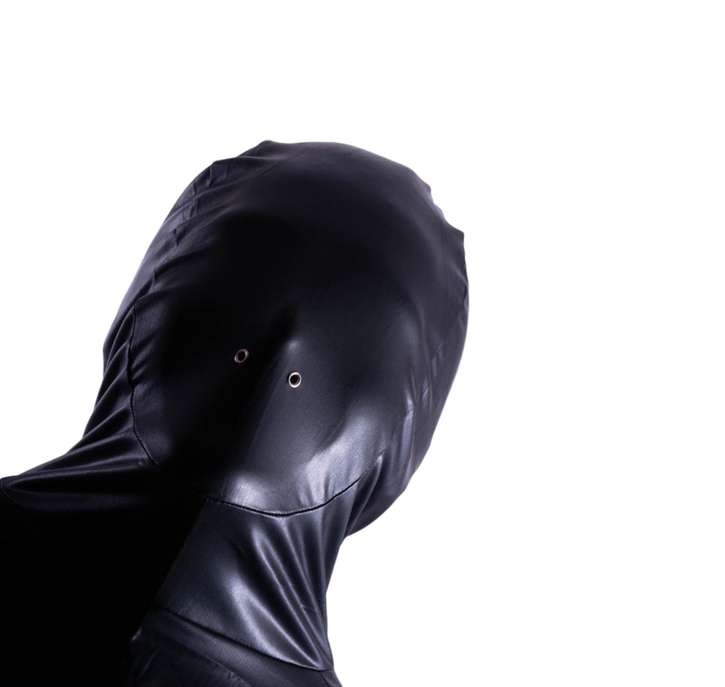 SMU Singlet Fashion Wet - Looked Bodysuit Hooded Shiny Black 23252 106