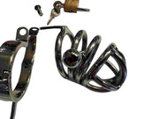 SMU Stainless Multifunction Male Chastity Cage With Back Hook + P - Ring T21