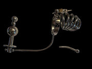 SMU Stainless Multifunction Male Chastity Cage With Back Hook + P - Ring T29