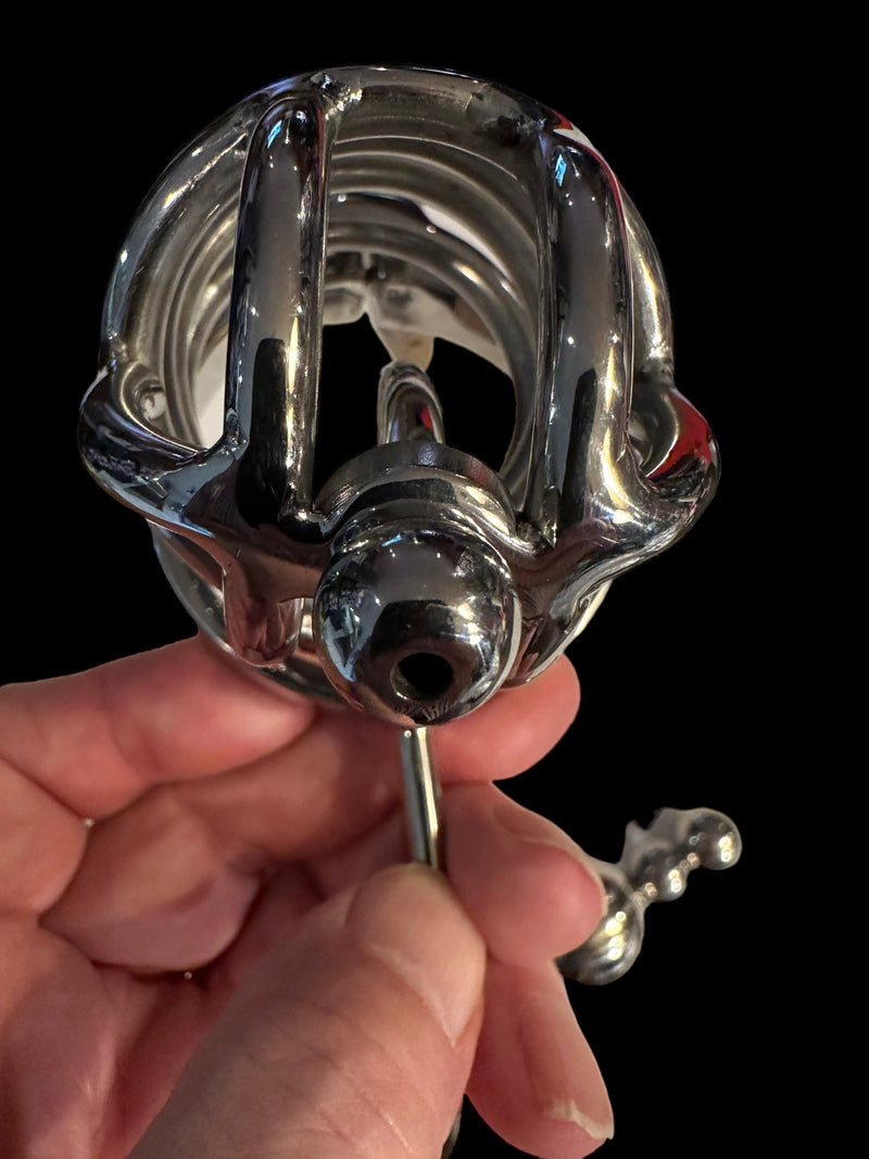 SMU Stainless Multifunction Male Chastity Cage With Back Hook + P - Ring T23