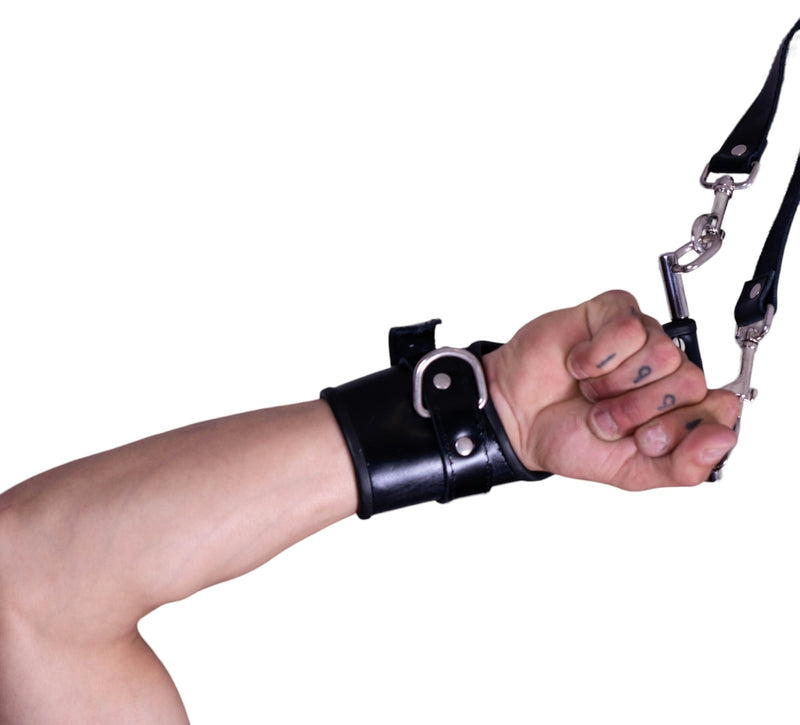 SMU Stainless Steel Handcuffs Heavy Duty Leather Suspended Wrist - Cuffs 255