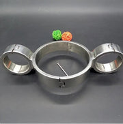 SMU Stainless Steel Pillory Fix Neck Collar Handcuffs Wrist Restraint