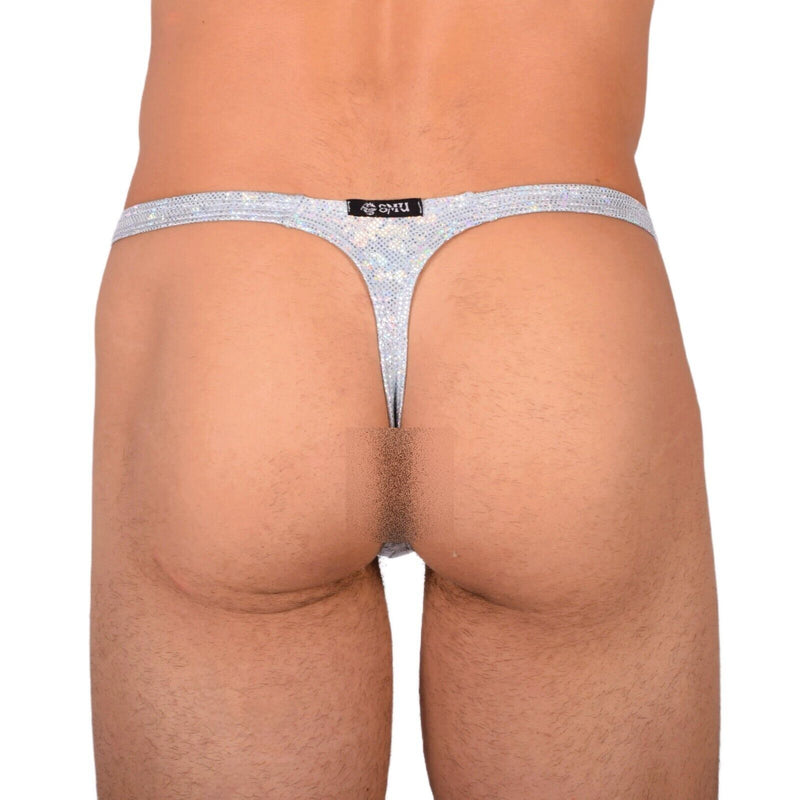 SMU Tanning Walking around sheer Party Silver Thong MX19 339764