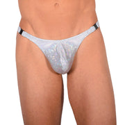 SMU Tanning Walking around sheer Party Silver Thong MX19 339761