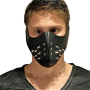 SMU Unisex Canadian Leather Studded Punk Mask in Black O/S 1051 42