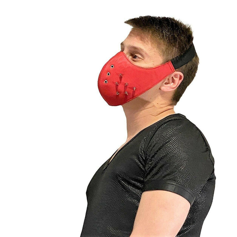 SMU Unisex Canadian Leather Studded Punk Mask in Red O/S 1051 32