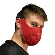 SMU Unisex Canadian Leather Studded Punk Mask in Red O/S 1051 33