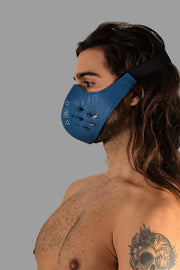SMU Unisex Canadian Leather Studded Punk Mask in Royal O/S 1051 46