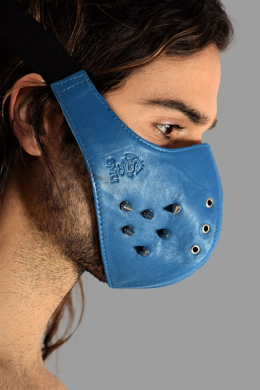 SMU Unisex Canadian Leather Studded Punk Mask in Royal O/S 1051 42