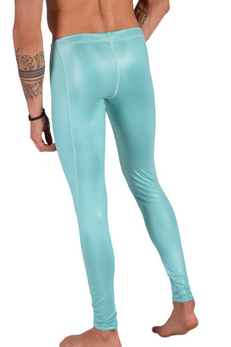 SMU Legging For Mens Shiny Turquoise Tight-Fit S/M 12560 MX8