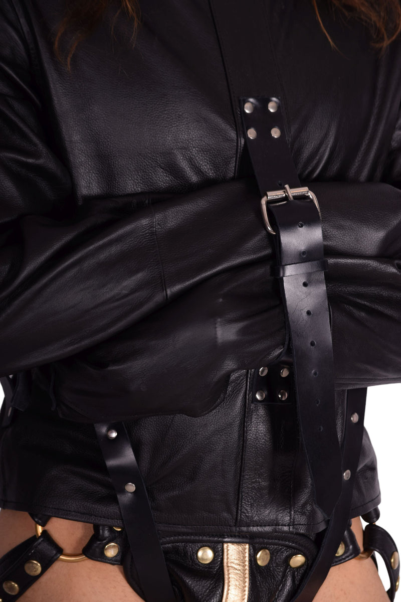 Straight jacket Strict Leather high quality  veste de contrainte fetiche cuir