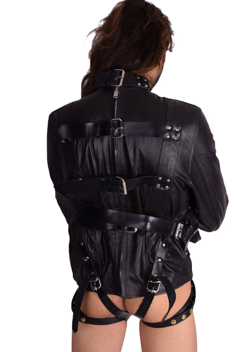 Straight jacket Strict Leather high quality  veste de contrainte fetiche cuir