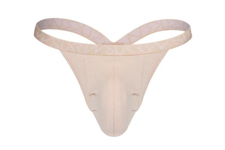 SUKREW Bubble Thong Extra Stretch Rounded Cupping Pouch Unlined in Nude Skin 255