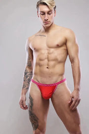 SUKREW Bubble Thong Low - Rise with Rounded Cupping Pouch in Red 393