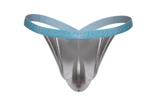 SUKREW Bubble Thongs Stretchy Cupping Pouch Metallic Thong Mirror Glacier