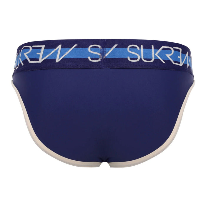 SUKREW Classic Brief With High-Cut Front Unlined Briefs Navy & Cream 19