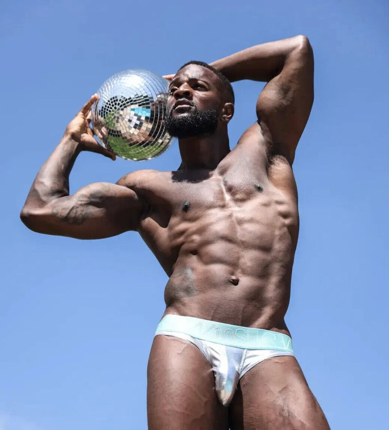 SUKREW Classic Briefs With Large Pouch in Shiny Metallic Mirror Glacier