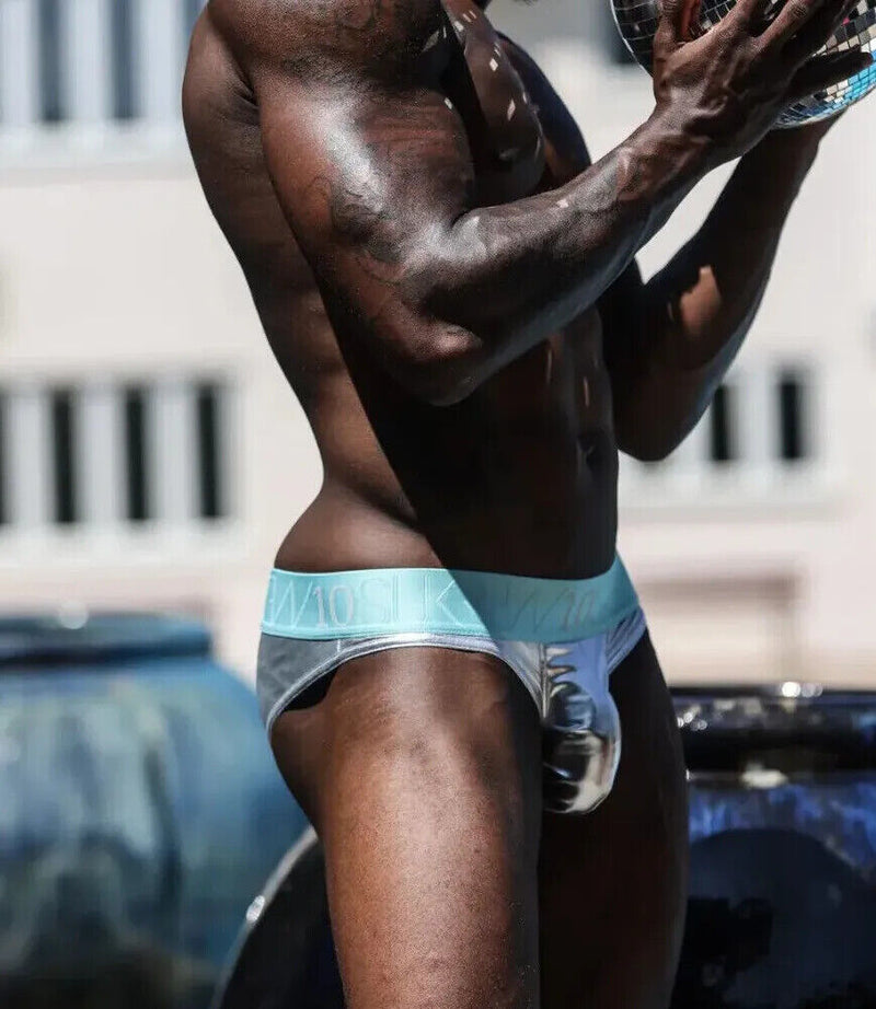 SUKREW Classic Briefs With Large Pouch in Shiny Metallic Mirror Glacier