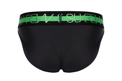 SUKREW Classic Stretch Briefs Unlined Large Contoured Pouch Black Neon Band