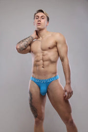 SUKREW Cotton High - Cut Tanga Brief With Large Contour Pouch Azure 366