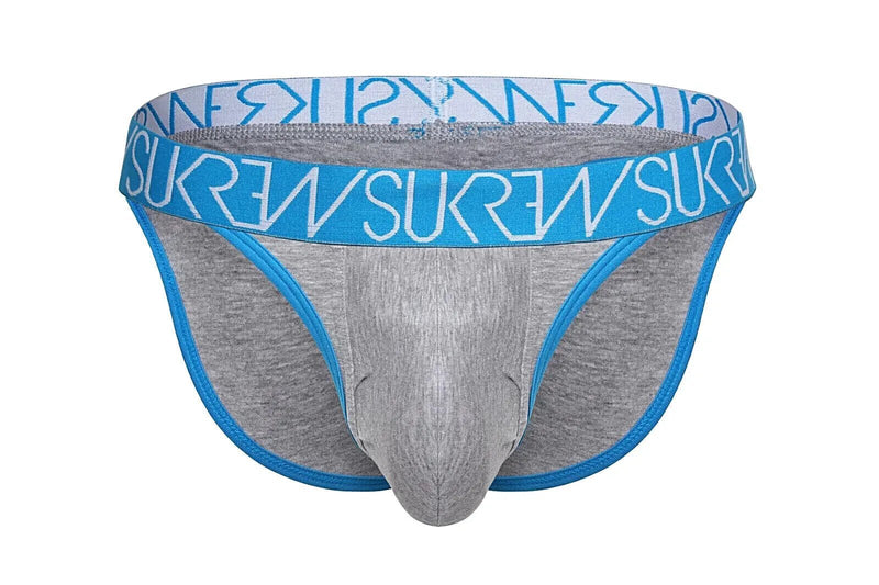 SUKREW Cotton High - Cut Tanga Briefs With Large Contour Pouch Grey Marl 362