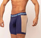 SUKREW Long Boxer SPRINT Cycle Short With Large Contoured Pouch in Navy/Cream