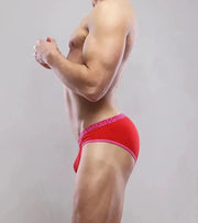 SUKREW Low - Rise Briefs Rounded Cupping Pouch Unlined Cotton Brief in Red 392