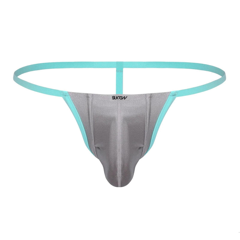 SUKREW Low Rise G - String Stretchy Rounded Cupping Pouch in Silver Sparkle 111