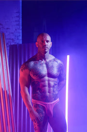 SUKREW Mesh Low - Rise Thong Unlined Stretch in Electric Pink 434