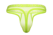 SUKREW Mesh Super Low - Rise Thong Unlined Stretch in Sheer Acid Yellow 432