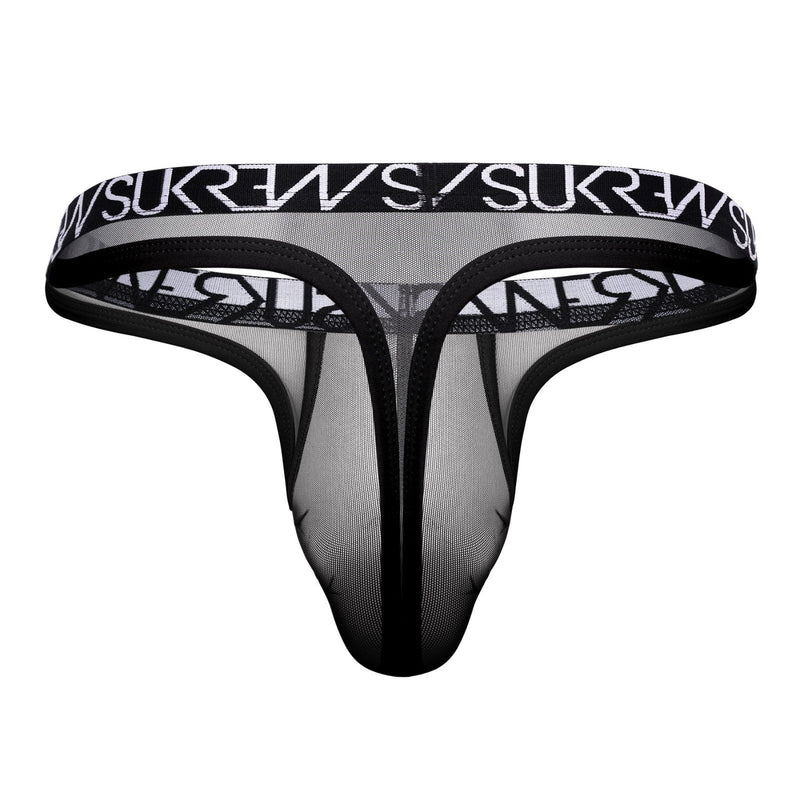 SUKREW Mesh Super Low - Rise Thong Unlined Stretch in Sheer Underground Black 431