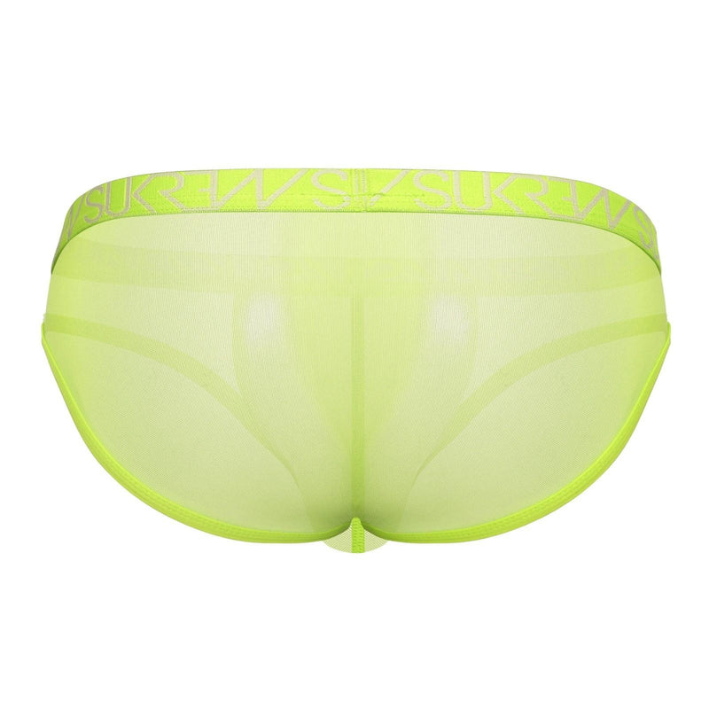 SUKREW Sheer Mesh Super Low - Rise Brief in Acid Yellow 82