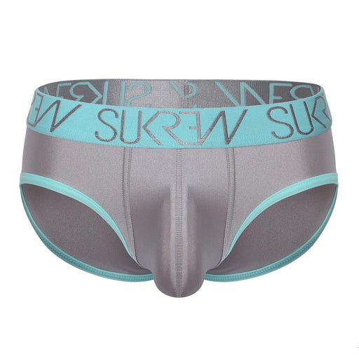 SUKREW Stretch Apex Brief Unlined Rounded Cupping Pouch in Silver Sparkle 111