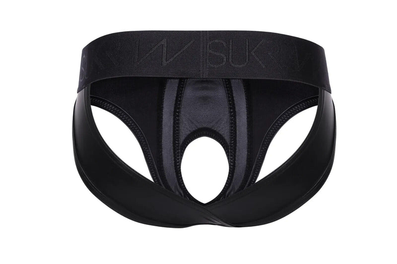SUKREW U - Style V - Brief Nightlife Open Front and Back Rubber - Look Black 362