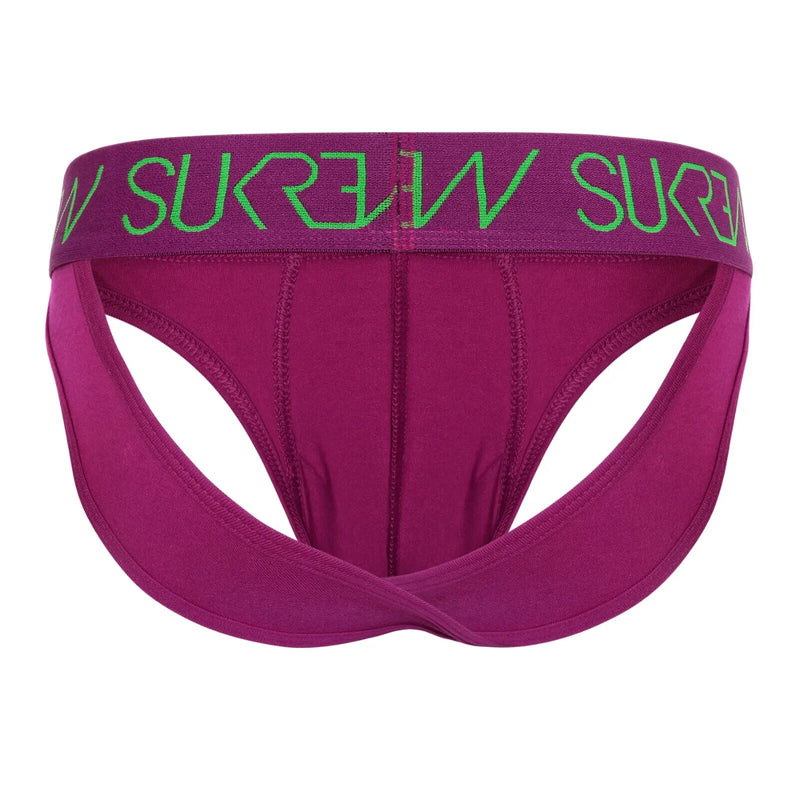 SUKREW V-Briefs Unlined Open Back Lifting Straps V-Shaped Deep Purple 3