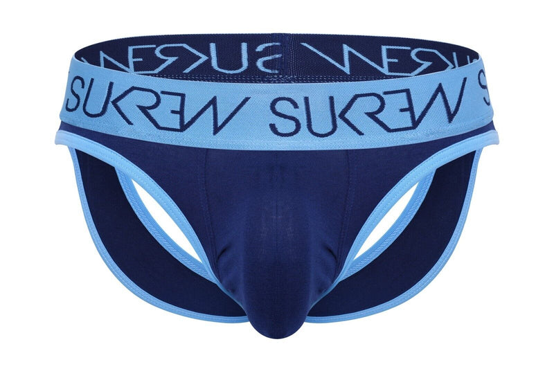 SUKREW V - Thong Hybrid Jockstrap Large Contour Pouch Two Back Lift Straps Marine1